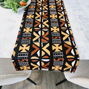 Handmade African Print Mudcloth Bogolan Inspired Print Table Runner Made from 100% African Print Fabric image 1