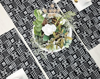 Handmade Table Runner and Set of 4 | 8 Placemats | Ethnic African Print 100% Cotton Fabric