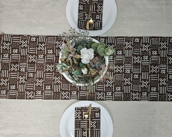 Table Runner & Napkins Set of 4 | Table Runner Made from 100% African Print Fabric.