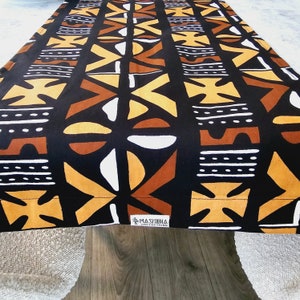 Handmade African Print Mudcloth Bogolan Inspired Print Table Runner Made from 100% African Print Fabric image 2