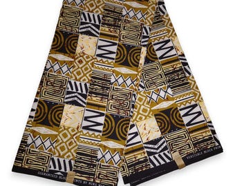 12 Yards | African Ankara Print Mudcloth Bogolan Inspired Print Fabric 100% Cotton