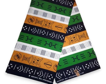 12 Yards | African Ankara Print Mudcloth Bogolan Inspired Print Fabric 100% Cotton