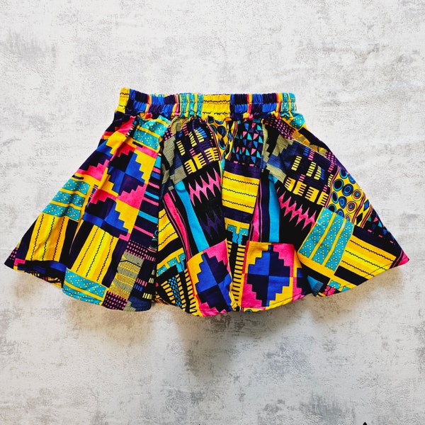 Falda circular para niños pequeños / Falda Ankara para niñas / Falda fluida juguetona