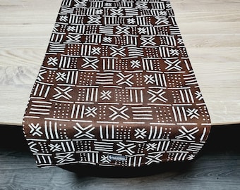 Handmade Table Runner 160x35cm | 180x35 | 200x35cm | African Print "Mudcloth" Bogolan Inspired Print  Made from 100% African Print Fabric