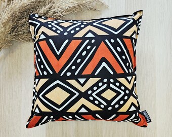 Set of 2 | 4 African Print | 40x40cm | Mudcloth Boho Cushion Cover 100% Cotton Wax Ankara Fabric