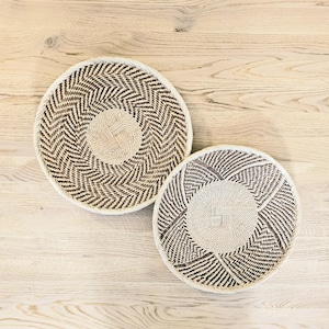 Large Set of 2 | 40cm + 35cm | Handmade African Wall Baskets | Zimbabwe Baskets | Boho Wall Decor | Binga Wall Baskets