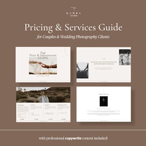 Wedding Photography Guide Template with content, Wedding Guide, Canva Template, Wedding Welcome Guide,Photography Pricing Guide,Client Guide