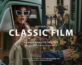 PRESETS vintage para Lightroom Mobile e Desktop, PRESETS de filme, PRESETS do Instagram, PRESETS de filme antigo, filme de 35 mm, PRESETS cinematográficos