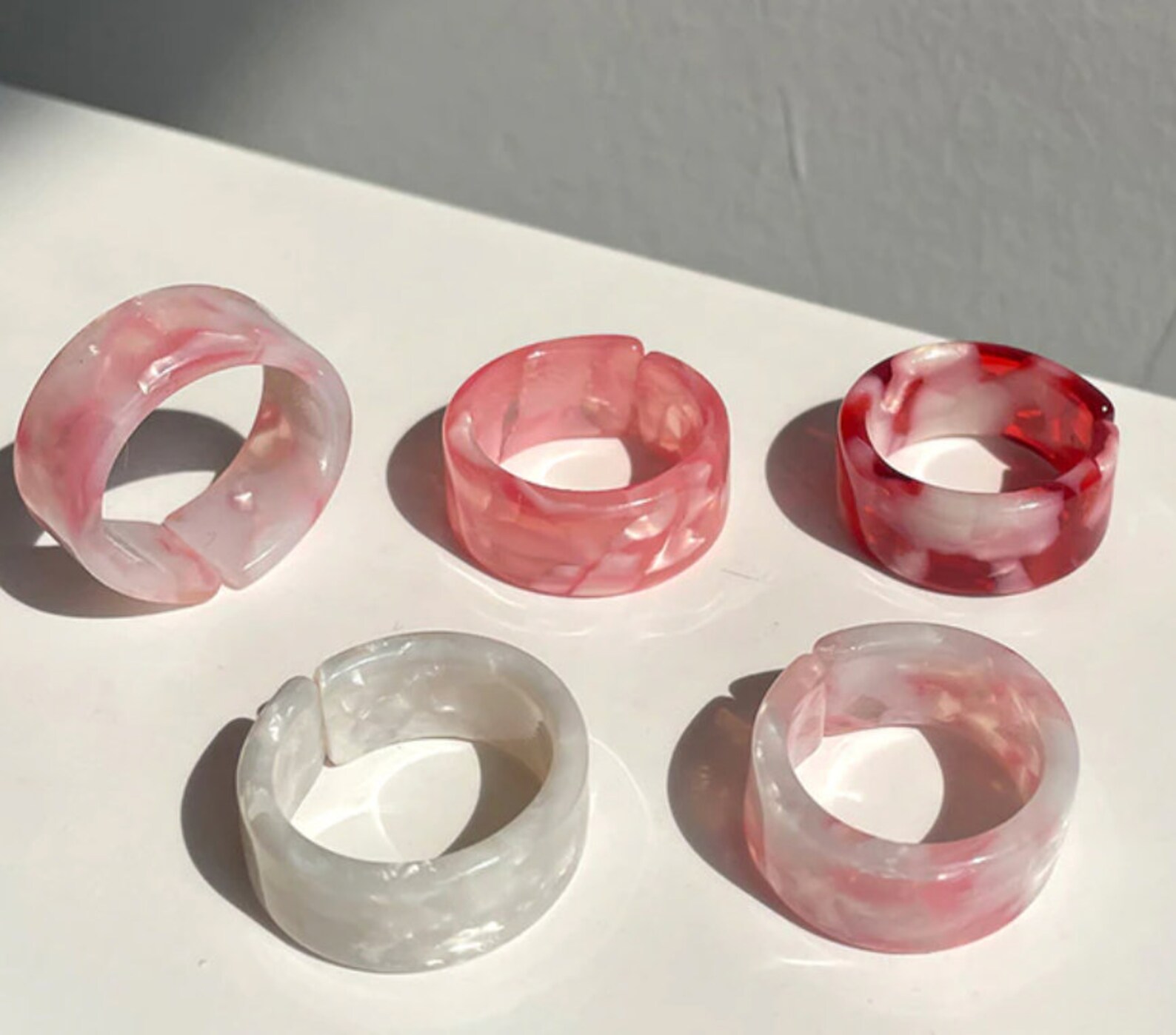 Colorful Acrylic Rings Acrylic Ring Set Retro Resin Rings Etsy