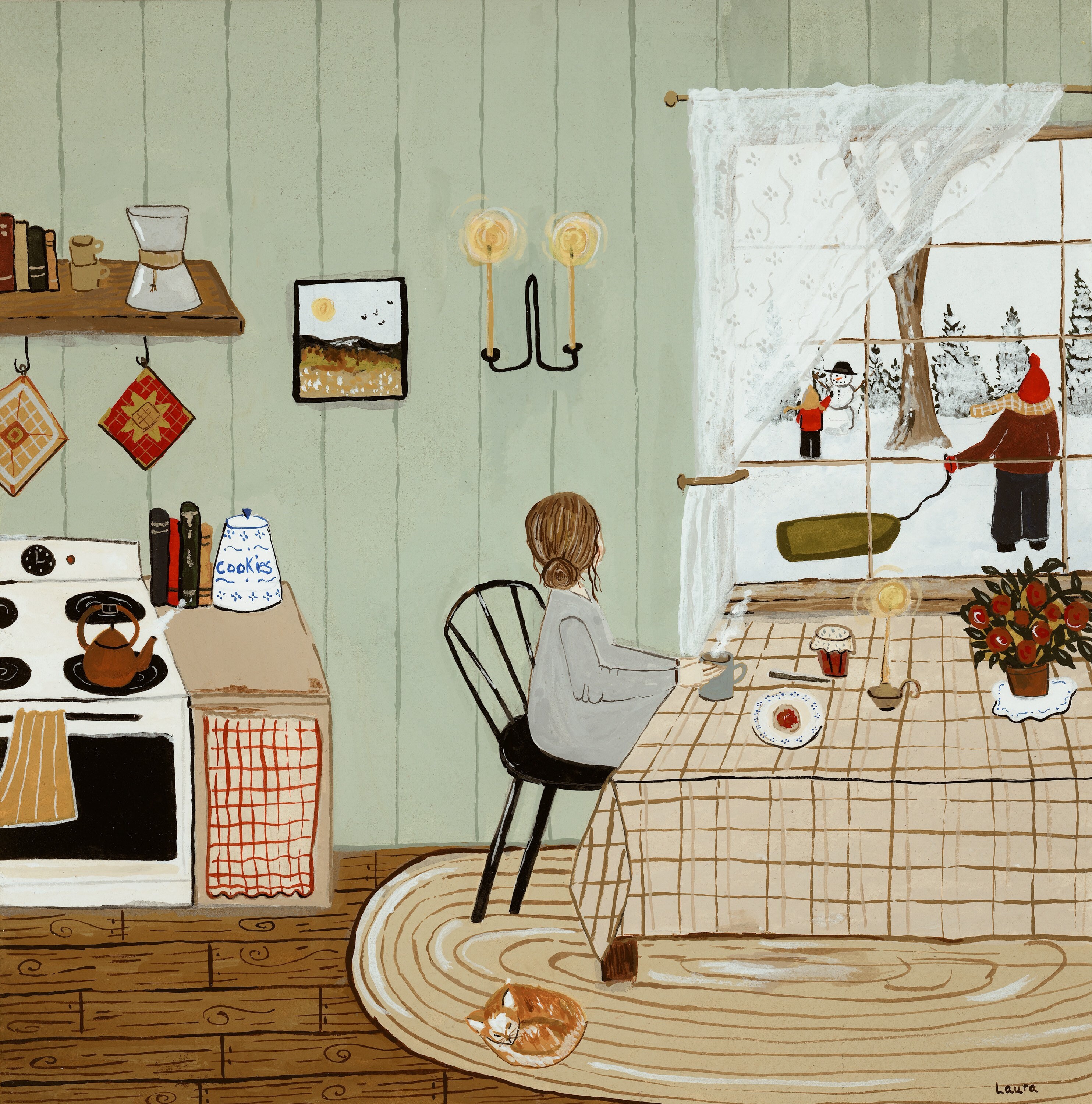 Warmth 8x8 Print Hygge Art Kitchen Illustration Cozy Etsy