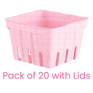 Pastel Pink Berry Baskets with Lids (Pack of 20)