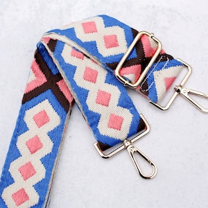 Geometric Print Purse Strap, Adjustable Strap For Bag, Purse Strap Replacement, Guitar Strap For Handbag, Adjustable Shoulder Strap