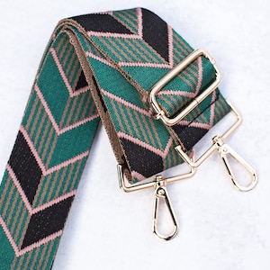 Chevron Purse Strap, Green Strap, Messenger Bag Strap, Strap Replacement, Guitar Strap Handbag, Adjustable Game Day Strap, Woven Bag Strap