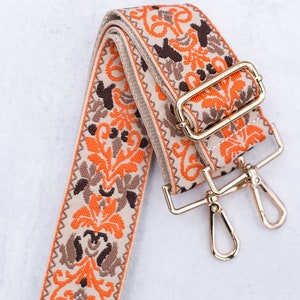 Woven Embroidered Purse Strap, Crossbody Strap Replacement, Guitar Strap For Handbag, Messenger Strap For Bag, Adjustable Shoulder Strap