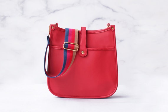 Red Purse With Strap Vegan Leather Bag Vegan Leather Purse