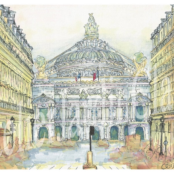 Opéra Garnier - architectural drawing, autographed Fine-Art Print, limited Edition (50+1AP)