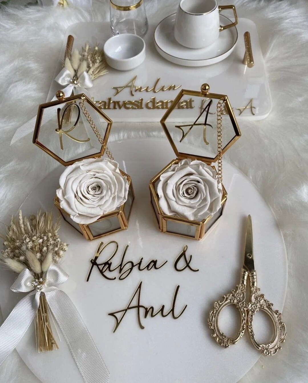 Personalized Resin Mirror Tray Set With ,wedding Gifts, Bride to Be