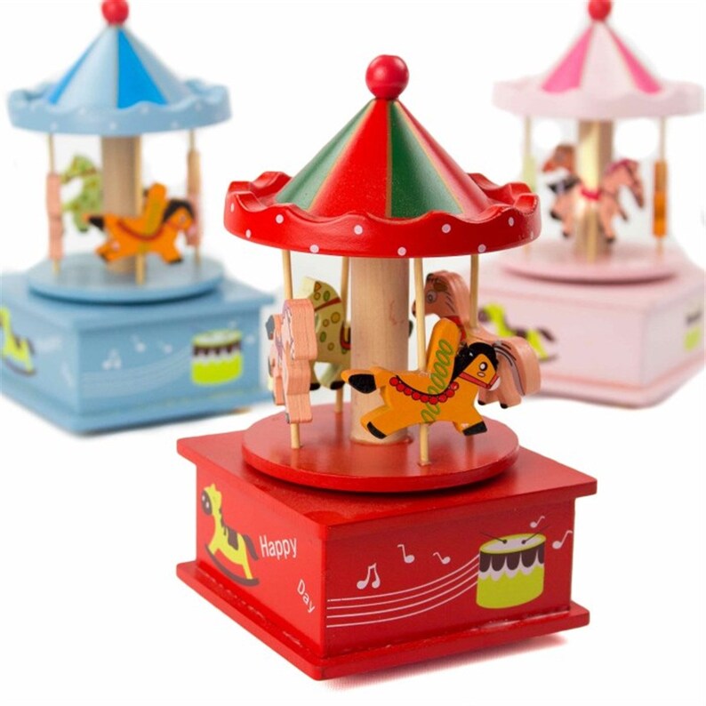 Nostalgic Carousel Wooden Music Box Music Box Baby Shower Etsy