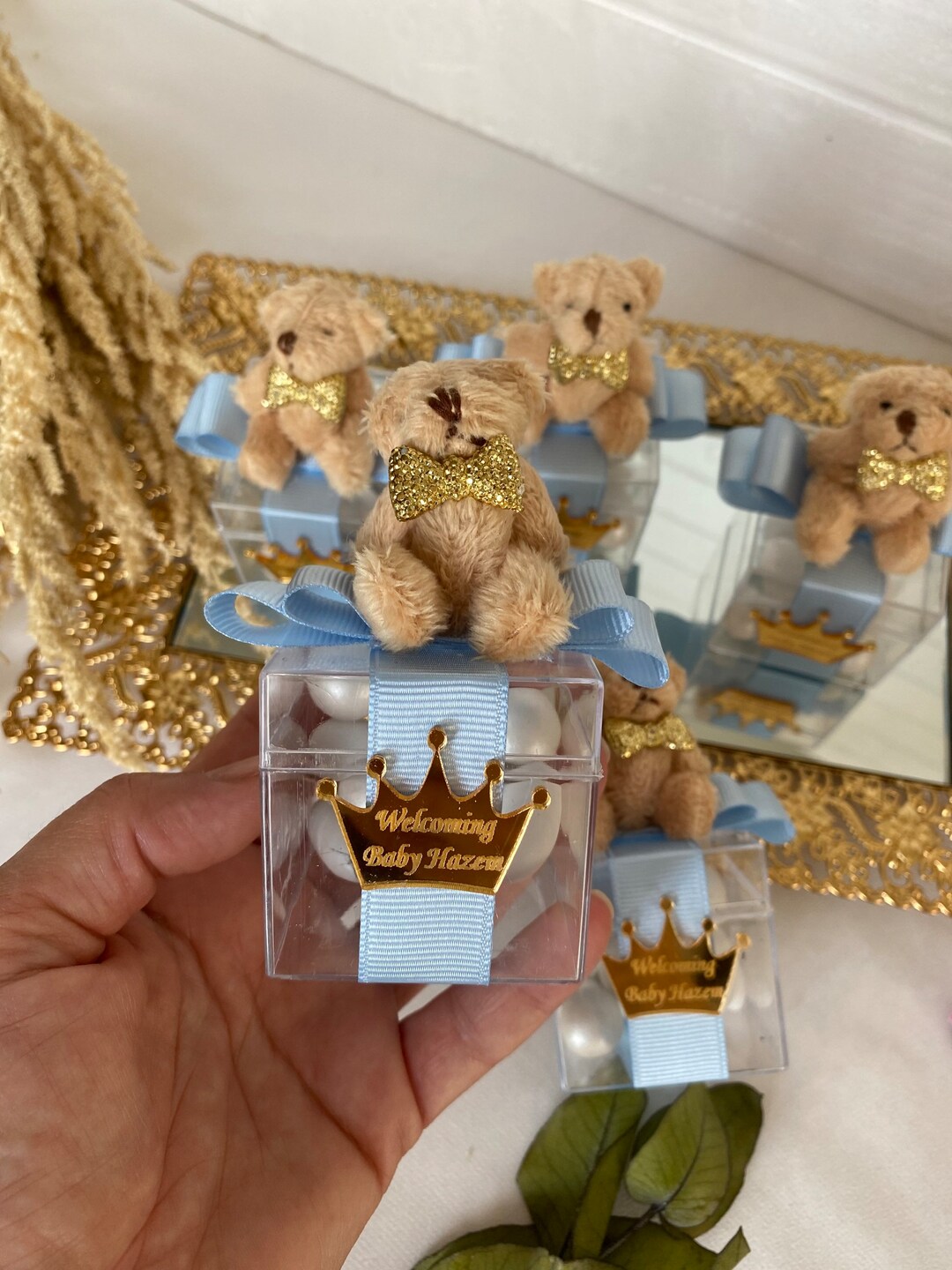 Teddy Bear Baby Shower Gift Boxes, Boy Baby Shower Boxes, Teddy Bear Favors,chocolate Gift Box