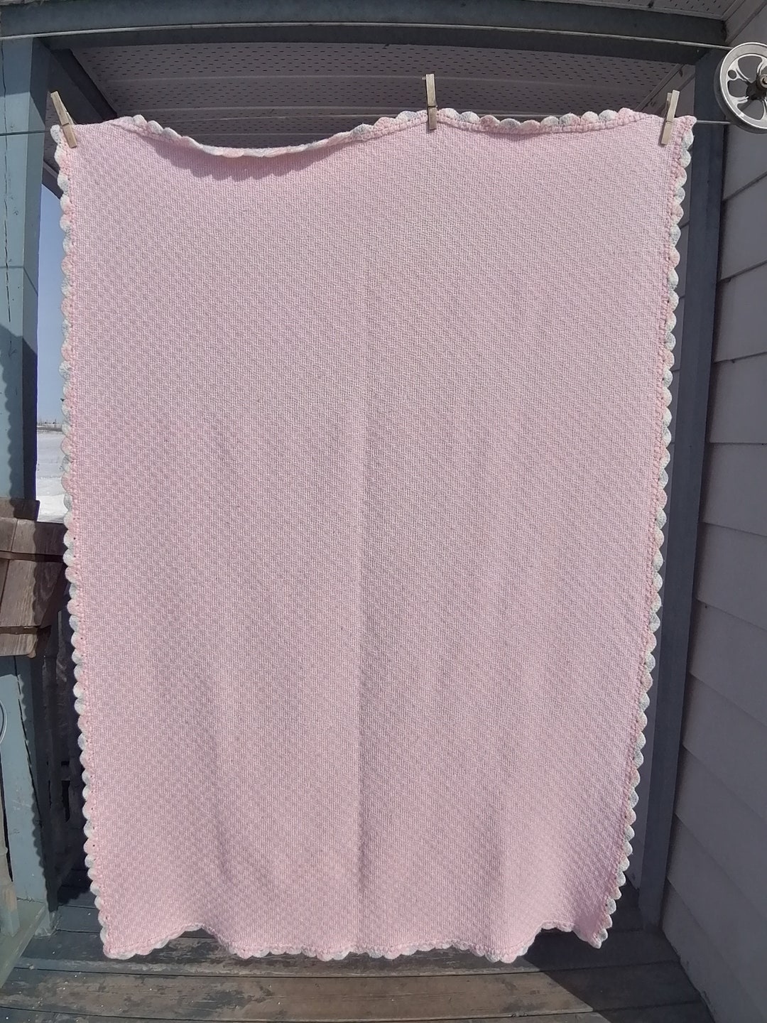 Small Baby Blanket Woven in Acrylic and Edged With Etsy