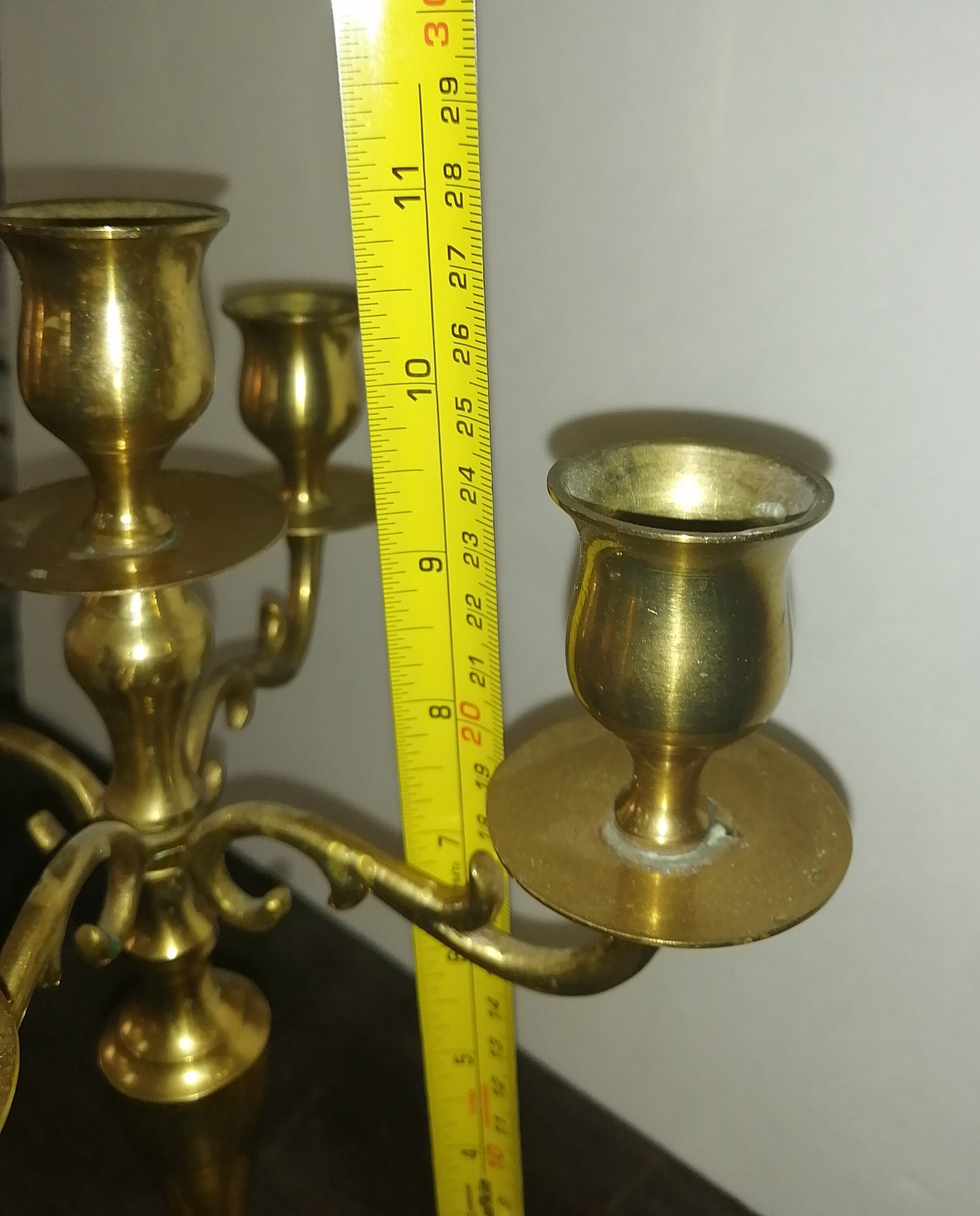 Large Antique Candelabra 5 Brass Candles Etsy