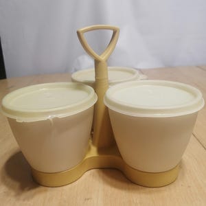 Caja Tupperware vintage para trío de condimentos n.° 757-3 Y solo caja