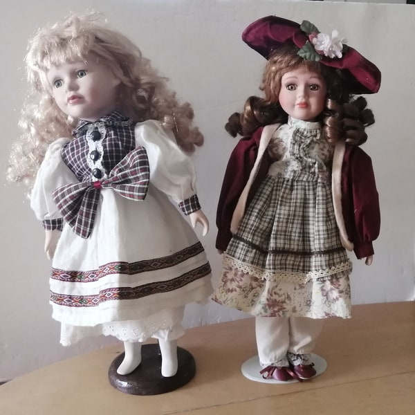 Poupées de porcelaine vintage - La Blonde et la Châtaine