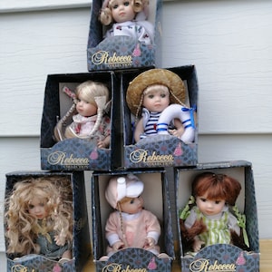 6 miniature porcelain dolls - Rebecca Collection