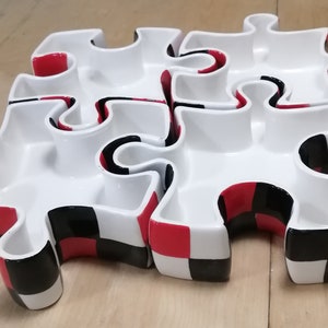 Ensemble de 4 bols en forme de puzzle emboitables peint à la main - Thème Poker ou Jeu de cartes