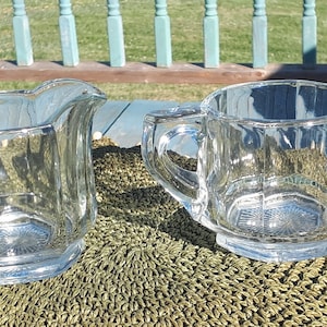 Vintage - Pressed glass sugar bowl and cream pot set
