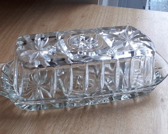 Small cut glass butter dish