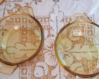 2 small Mexico glass bowls with handles
