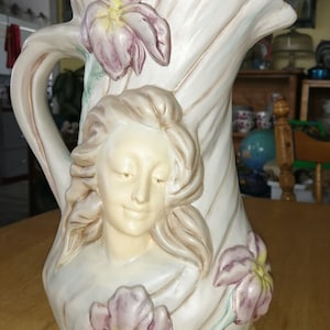 Large decorative 3d woman&#39;s face jug