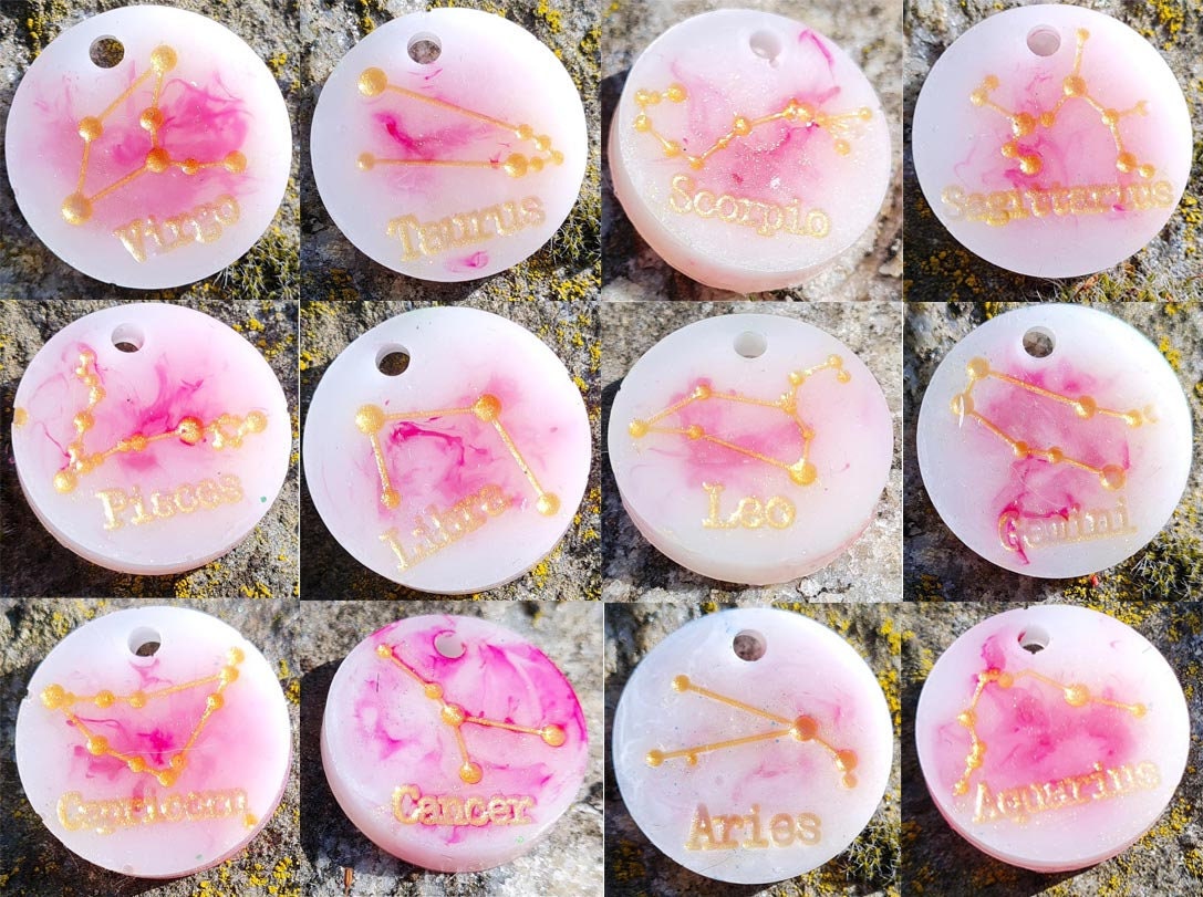 Zodiac Pendant Cherry Blossom Etsy