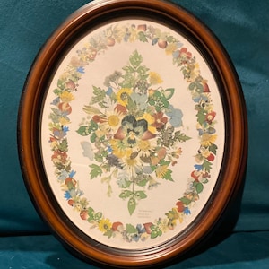 Vintage Gepresste Blumen Druck