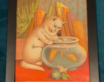 Impresión de gato vintage