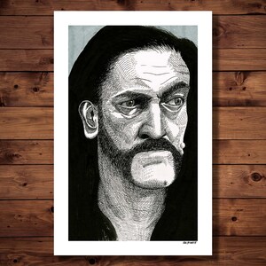 May include: Black and white line art illustration of a man with long hair and a beard. The man has a serious expression on his face.