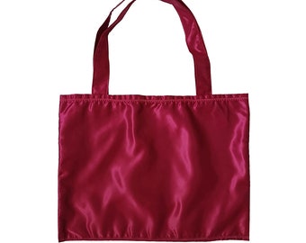 Plain Pink Satin fabric Tote Bag 40 x 30 cm