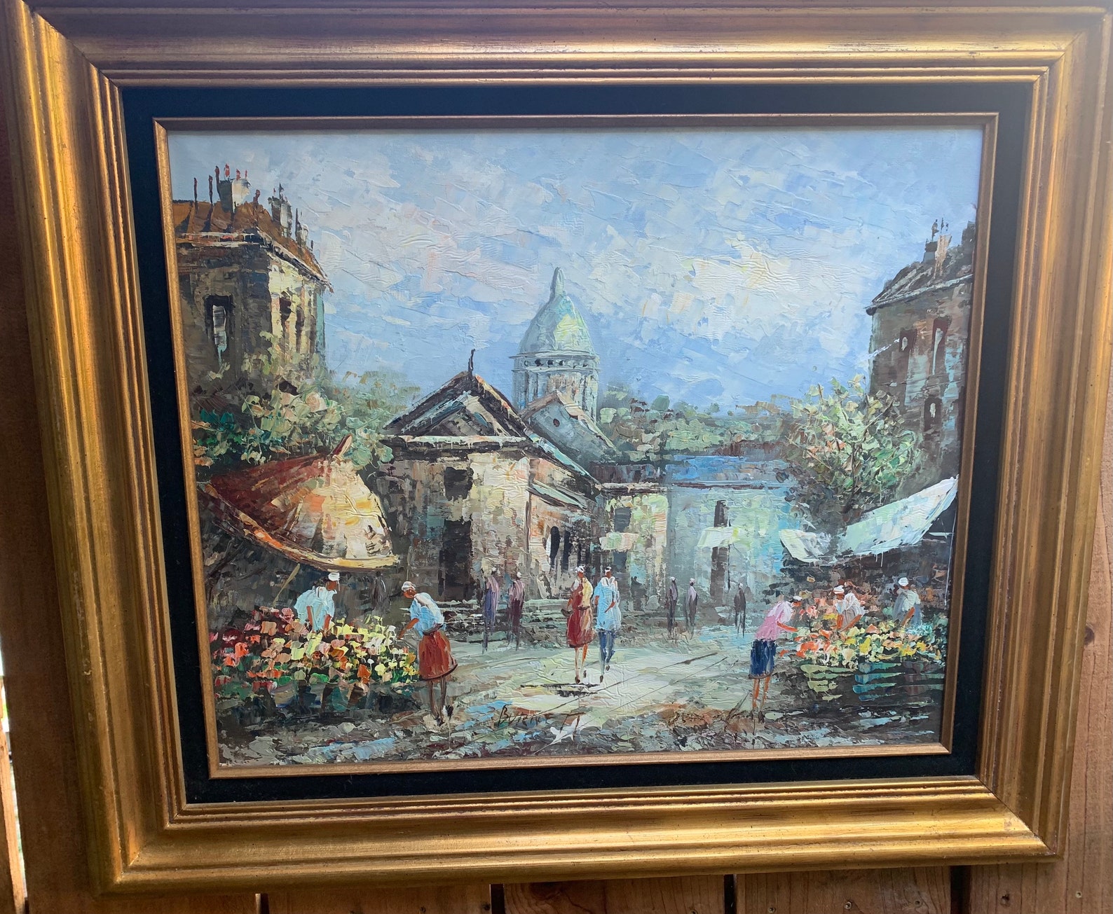 Original oil painting by Caroline pre1950. Gold leaf Etsy