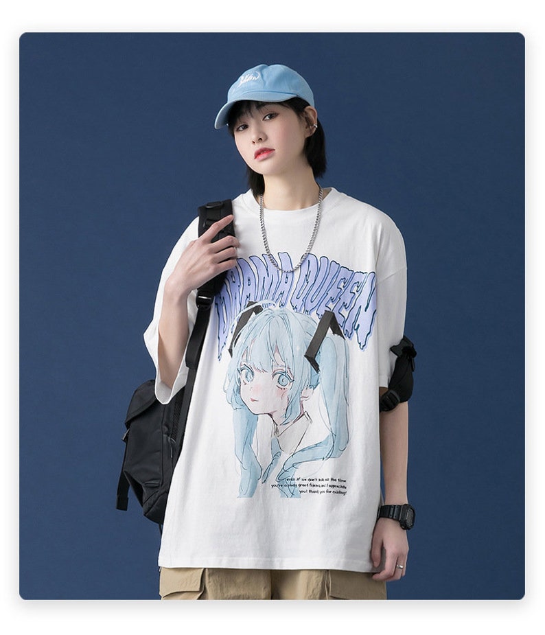 Drama Queen Vintage Egirl Tshirt, Light Academia, Plus Sized Anime Crewneck, Oversized Mall Goth, Yami Kawaii Clothing, Alt Clorhing 