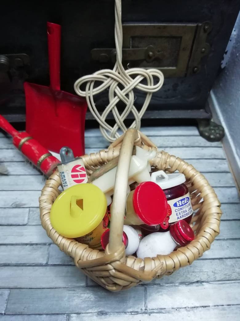 Toy Grocery Basket Vintage for Doll Kitchen 8 Items Shop Etsy