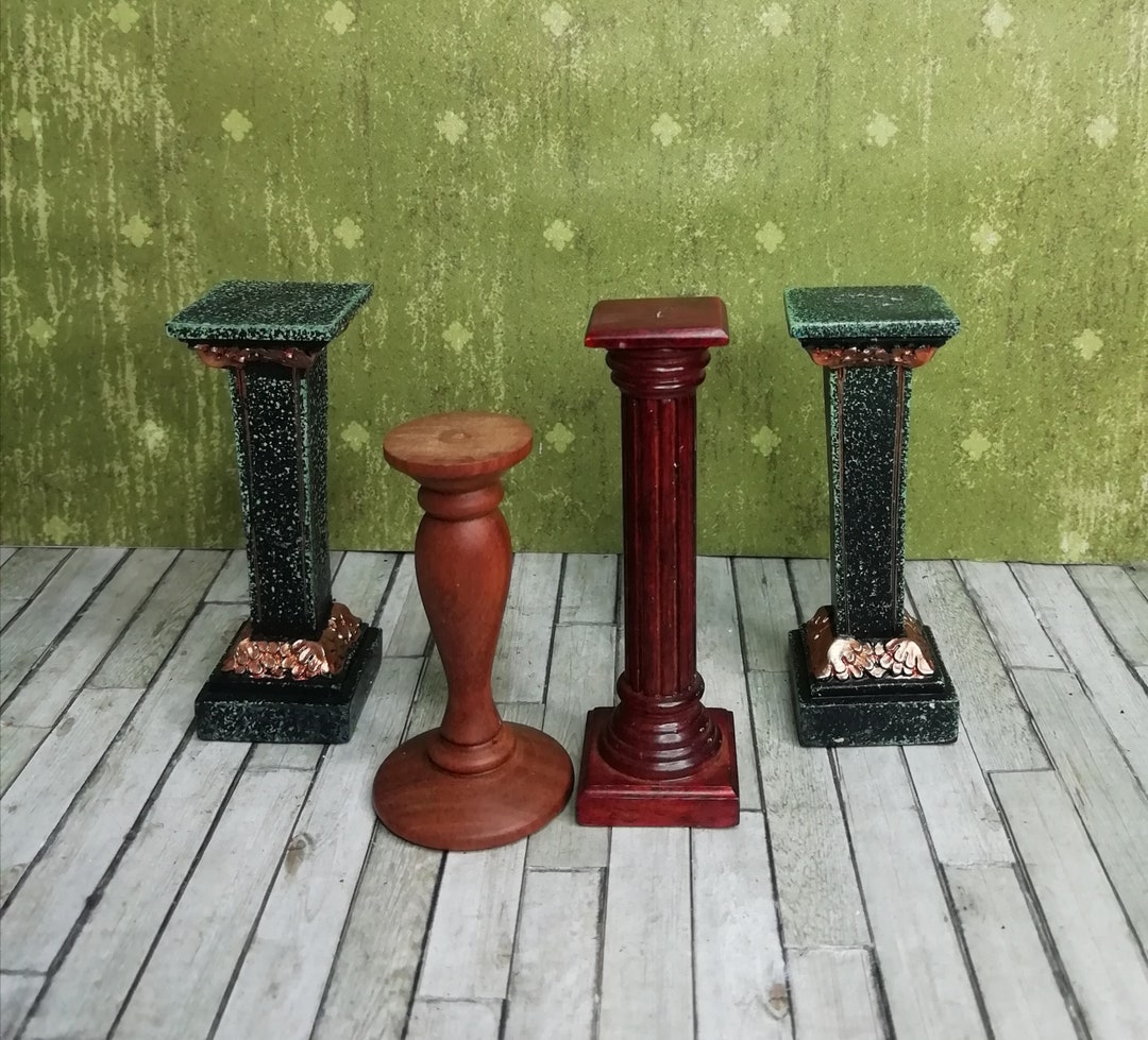 Dollhouse, Pedestal/plant Stands, Pillars, Polyresin and Wood, Vintage