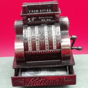 Puppenhaus Vintage Kasse/Box realistische Replik viktorianisches Kupfer, Metall, Schublade, funktionierender Griff, Miniatur 1:12/10