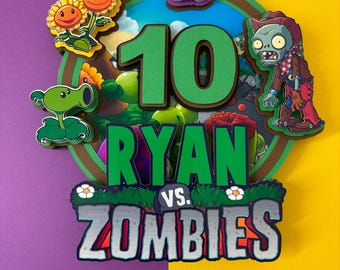 Plants vs Zombies Cake Topper, Custom Birthday Party Decor