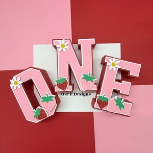 Strawberry Party, Party Decor, Strawberry First Birthday Party, Strawberries and Daisy’s, Berry First Birthday Decorations, 3D Letters