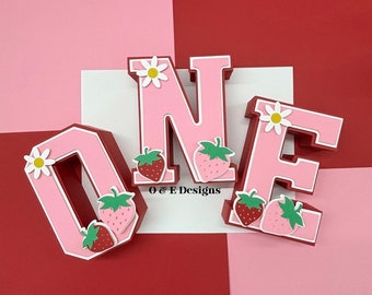 Strawberry Party, Party Decor, Strawberry First Birthday Party, Strawberries and Daisy’s, Berry First Birthday Decorations, 3D Letters