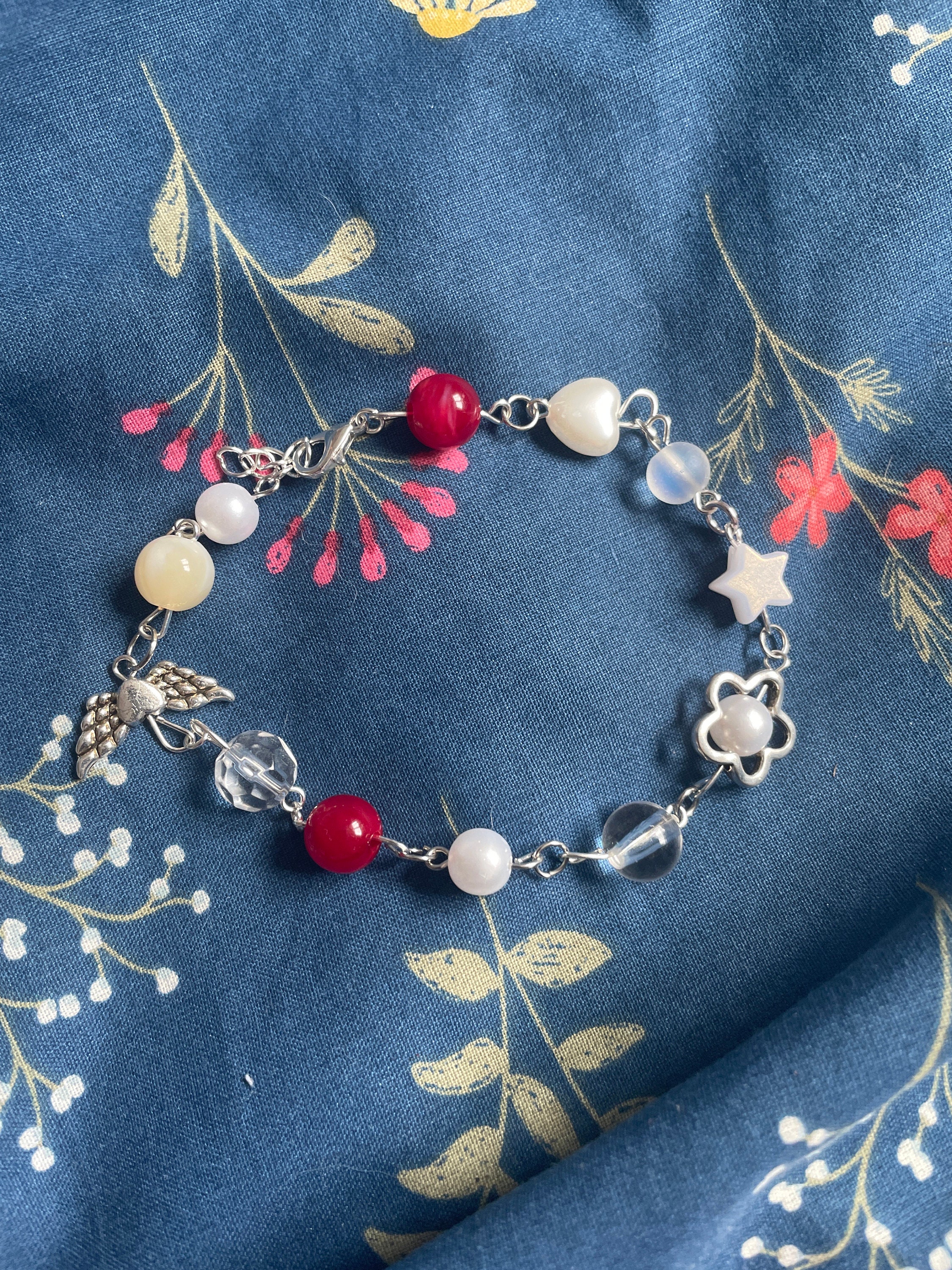 Coquette and valentines themed heart and pearl bracelets!