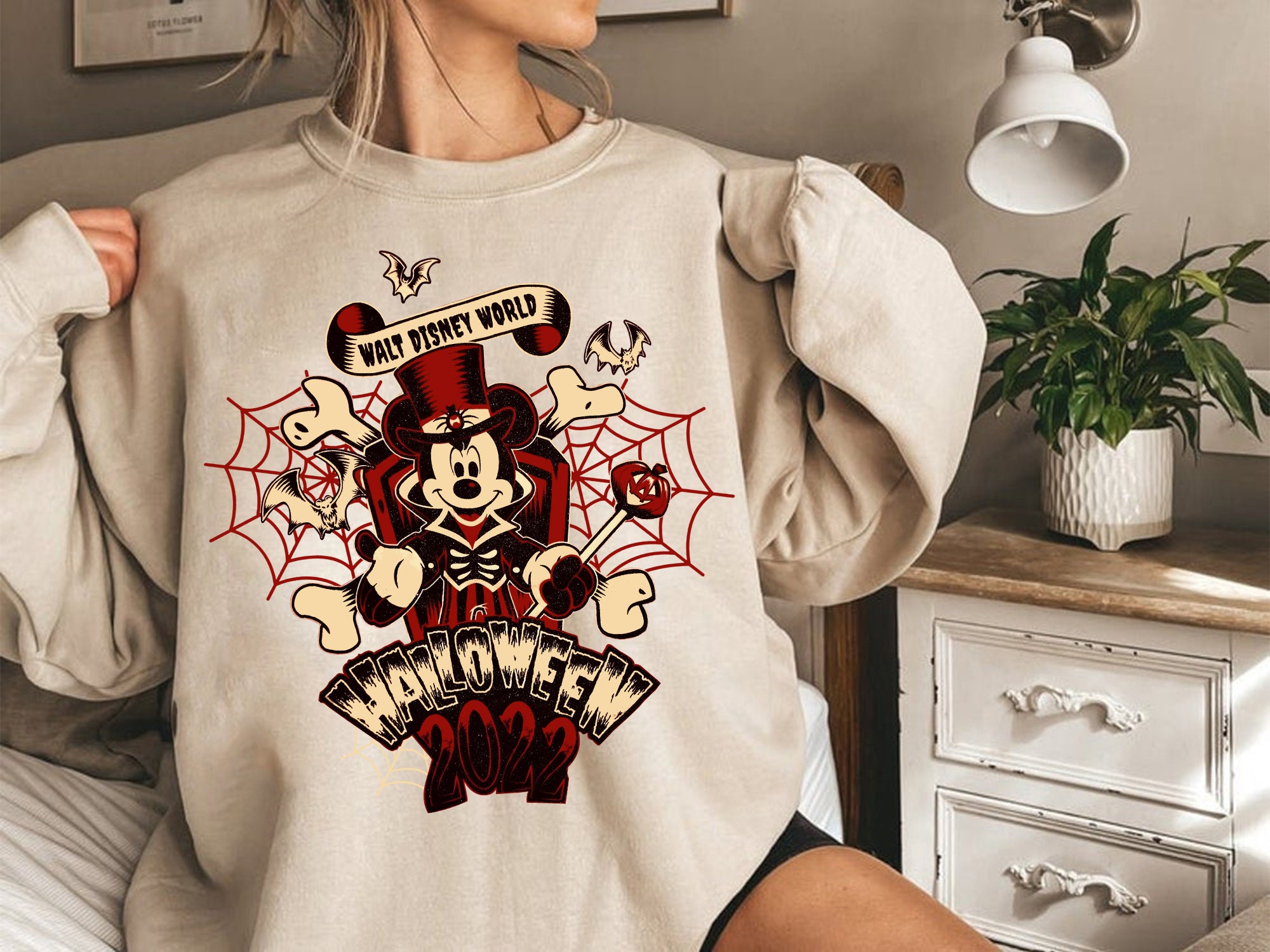 Discover Vintage Halloween Walt Disney World 2022 Sweatshirt, Mickey Vampire Halloween Sweatshirt