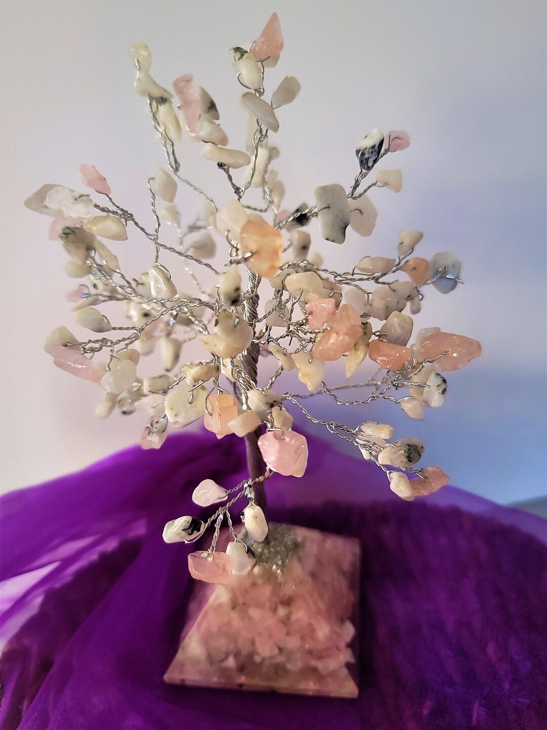 June Birthday Crystal Tree of Life Moonstone Rose Quartz Etsy