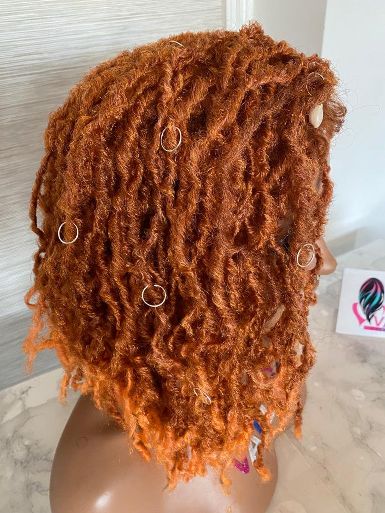 Lace Front Wig Braided Soft Faux Locs Curly ORANGE COLOR Etsy